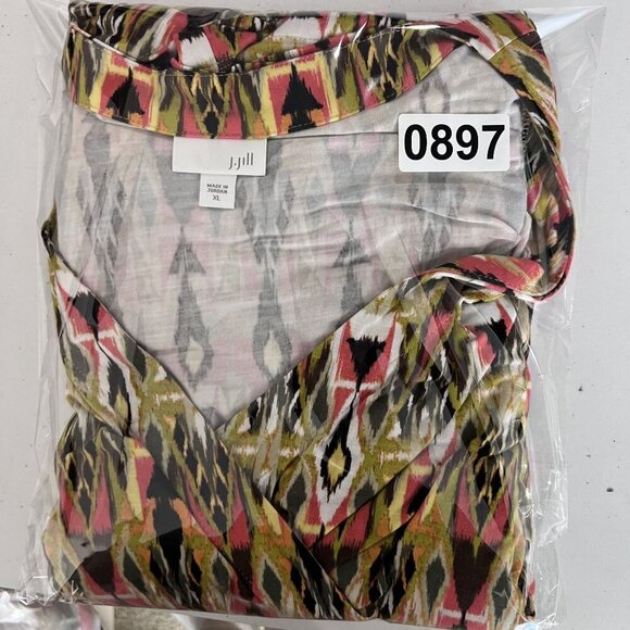 J. Jill Womens XL Aztec Southwest Geometric Print Empire Waist V-Neck Maxi Dress - Picture 13 of 13